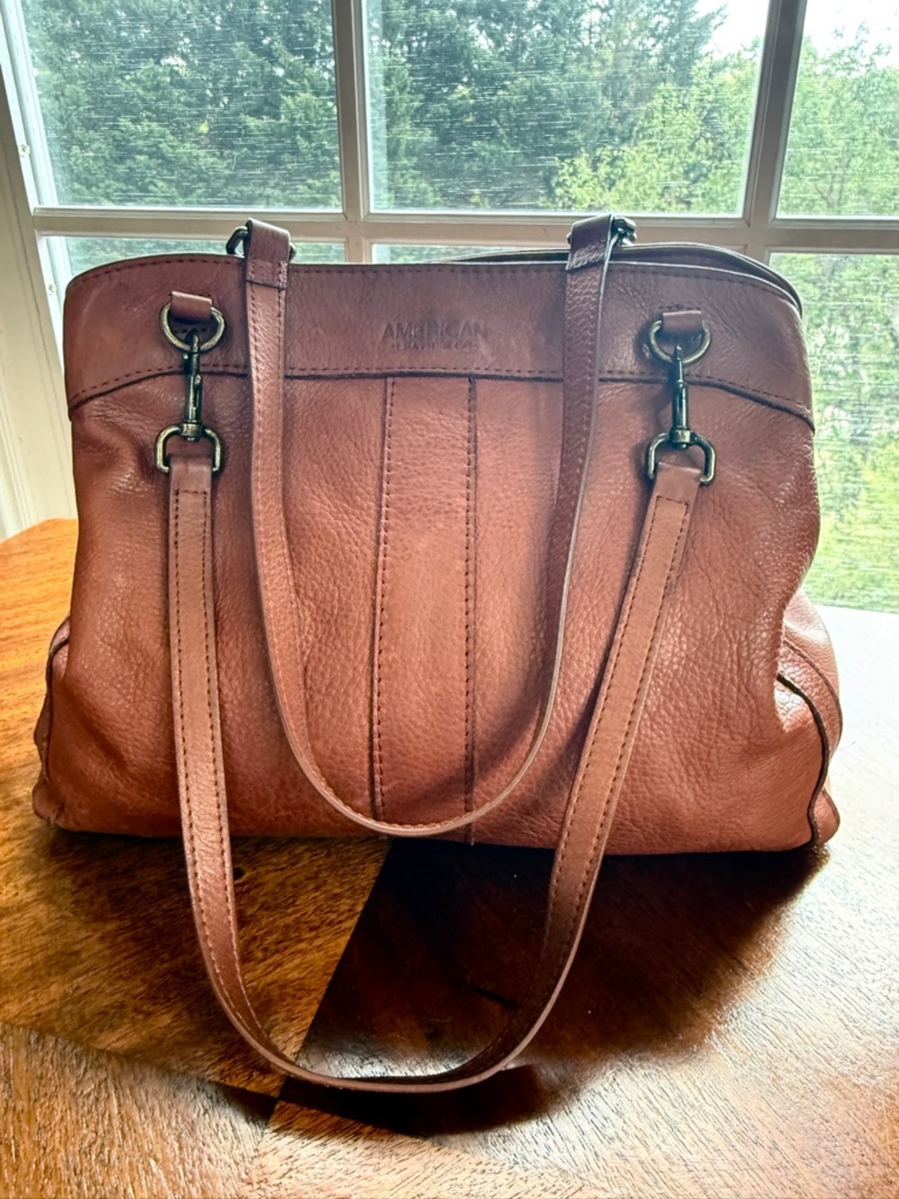 American Leather Company Triple Entry Leather Satchel - Picture 1 of 16